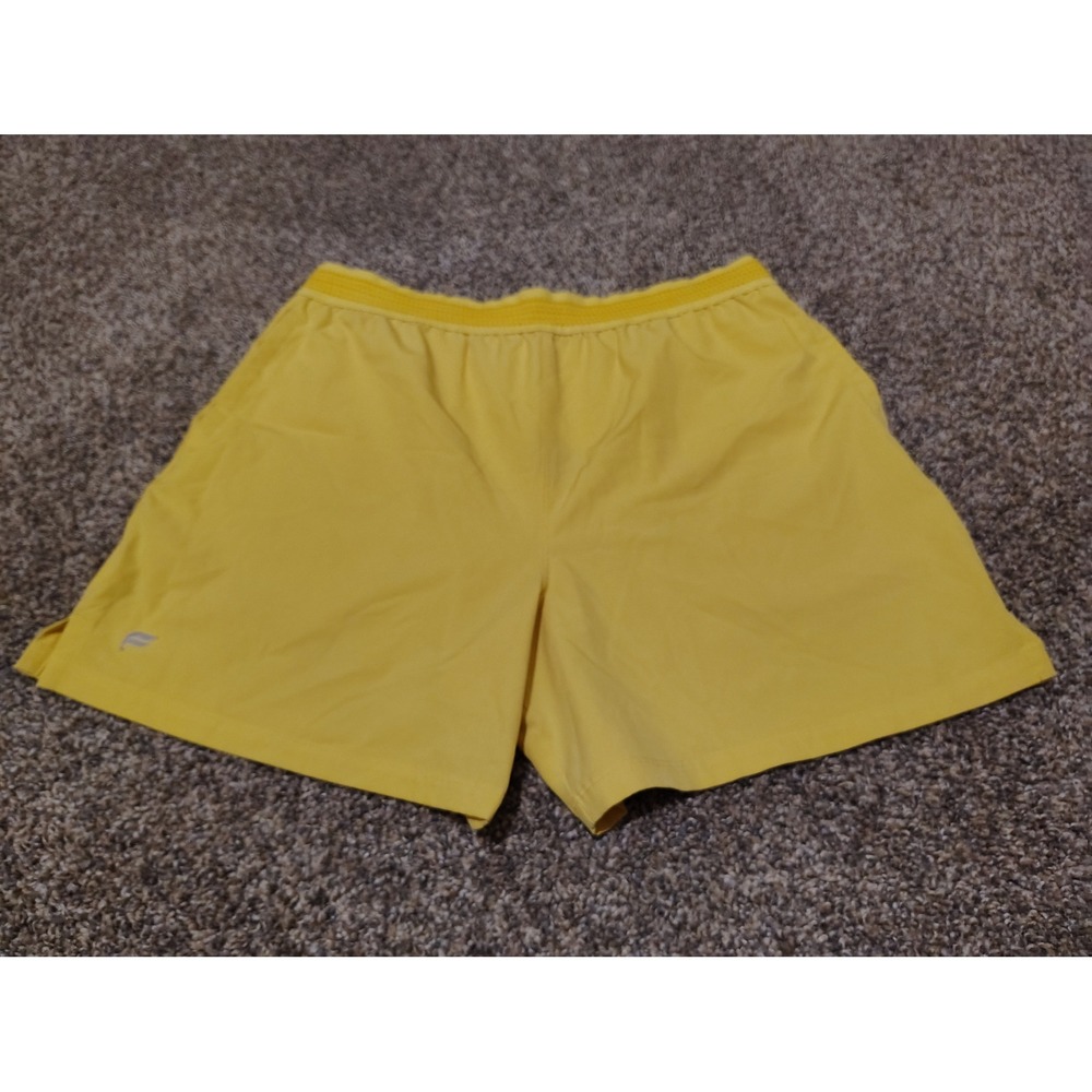 Fabletics Mens Fundamental Shorts Yellow Athletic Running Gym Workout Size XL